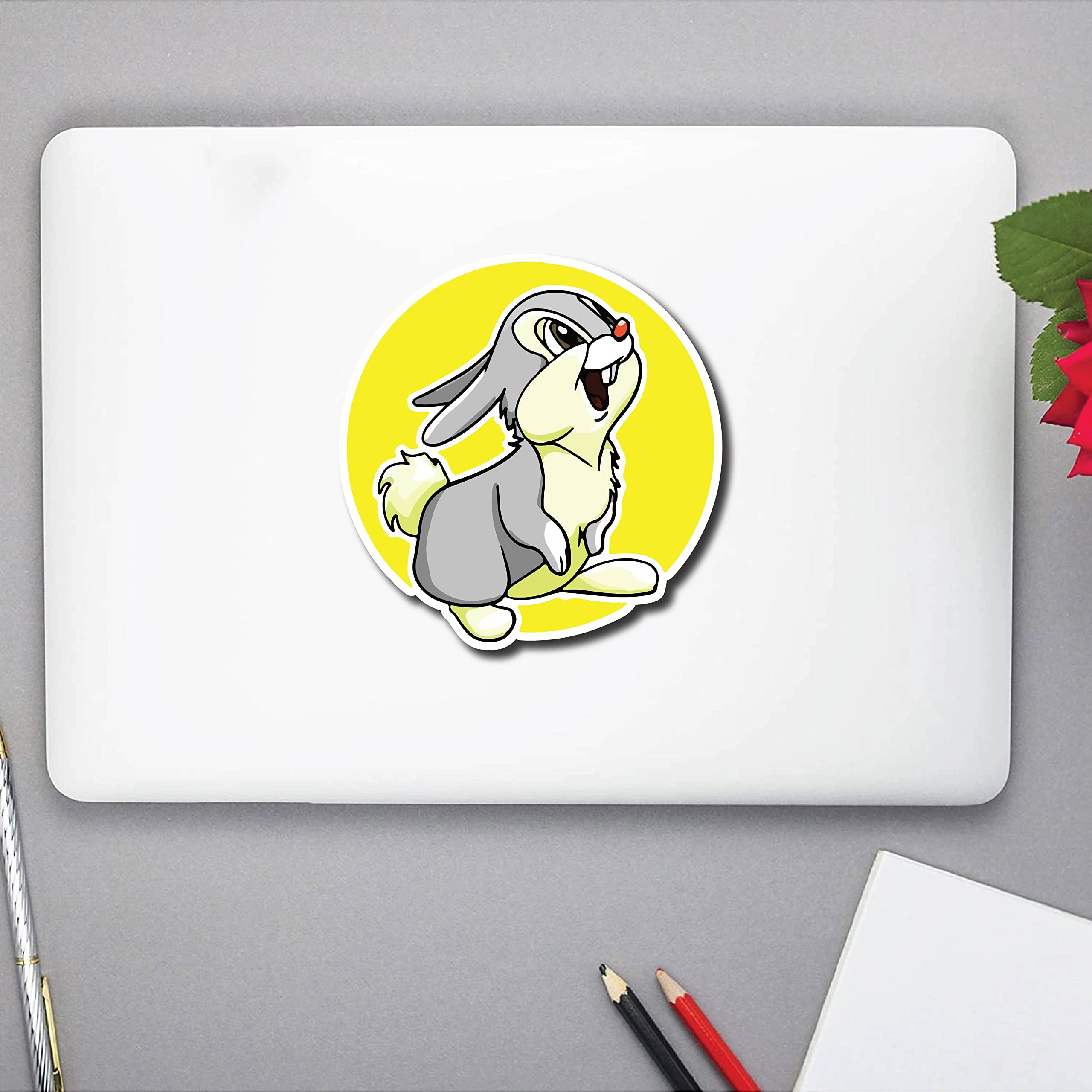 woopme® Cute Rabbit Stickers for Laptop Car Printed Multicolor